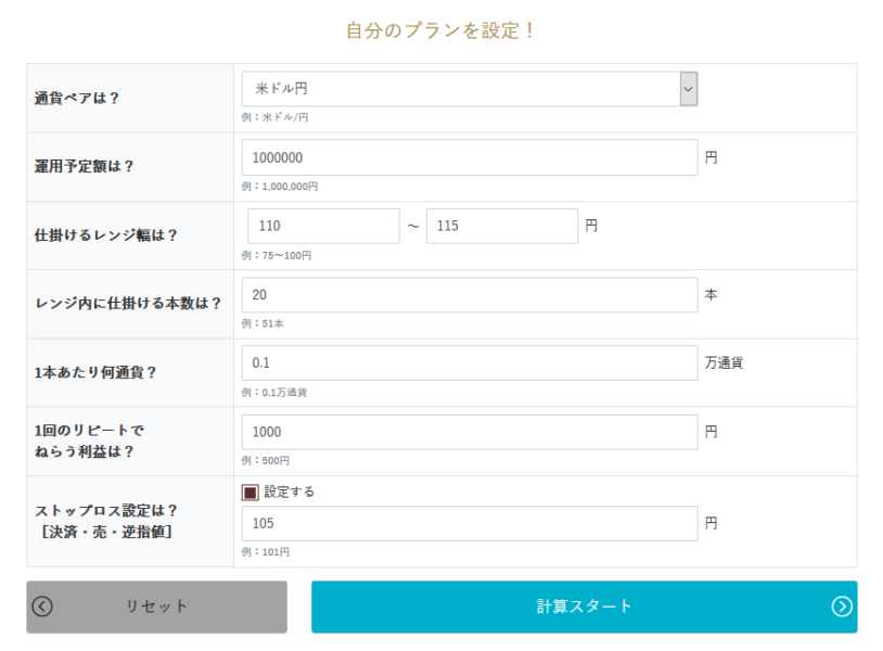 トラリピ運用管理表